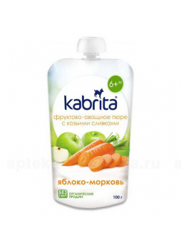 Кабрита пюре фрутово-овощное яблоко/морковь 100г с козьими сливками б/сах 6+мес мягкая уп N 1