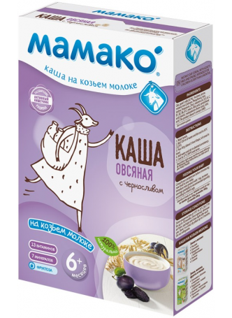 МАМАКО каша сухая быстрорастворимая овсяная с черносливом на козьем молоке прикорм от 6мес 200г N 1 оптом