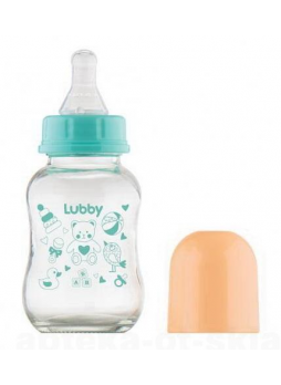 Lubby бутылочка стеклянная с сил соск молоч малый поток 250мл /16031/ 0+мес N 1