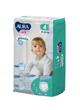 Аура baby pants подгузники-трусики детские (р-р 4) 9-14кг N 43 оптом