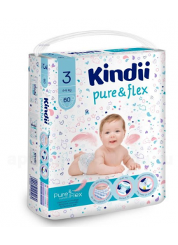 Kindii pure и flex подгузники детские (р-р 3) 4-9кг N 60