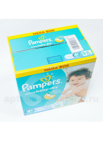 Памперсы актив беби-драй 4+ (9-16кг) N 120