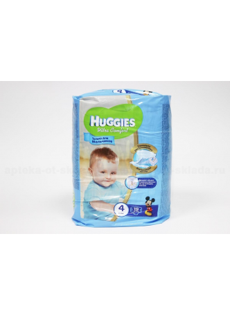 Подгузники Huggies ultra comfort д/мальчиков (р-р 4) 8-14 кг N 19 оптом