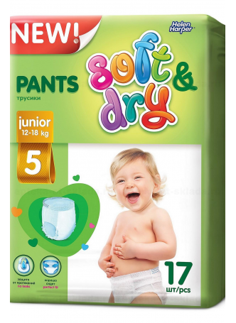 Подгузники-трусики детские Helen Harper Soft и Dry junior р-р 5 (12-18кг) N 17 оптом