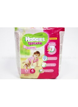 Подгузники-трусики Huggies д/девочек (р-р 4) 9-14 кг N 17