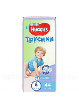 Подгузники-трусики Huggies д/мальчиков (р-р 6) 16-22кг N 44