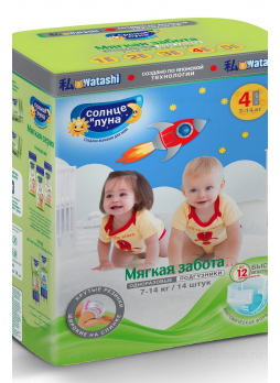 Солнце и луна подгузники р-р 4 (7-14кг) мягкая забота N 14