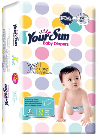 YourSun подгузники, L (9-13 кг), 52 шт N 1