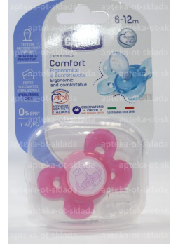 Chicco соска-пустышка Physio Comfort силикон розовая Котики 6-12мес N 1