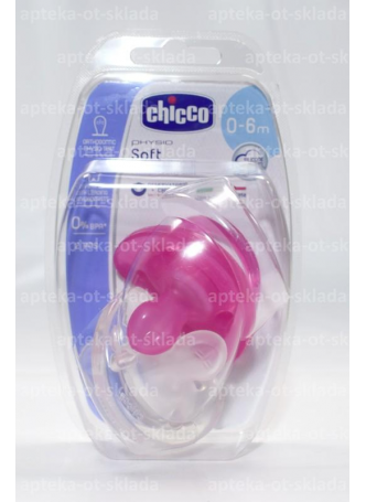Chicco соска-пустышка Physio Soft силикон 0-6мес розовая/прозрачная N 2 оптом