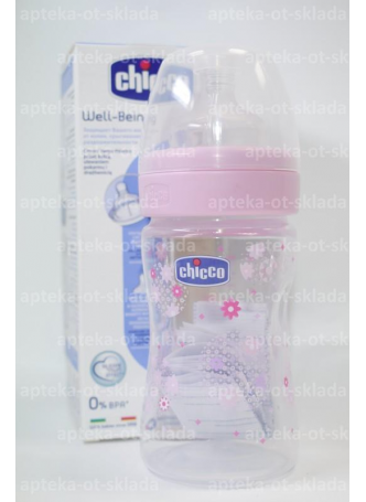 Chicco бутылочка Well-Being Girl силикон соска 150мл +0мес N 1 оптом