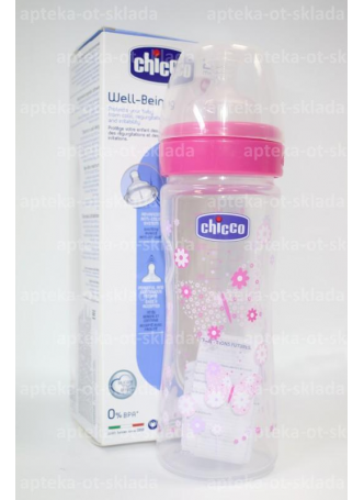 Chicco бутылочка Well-Being Girl силикон соска 250мл +2мес N 1 оптом