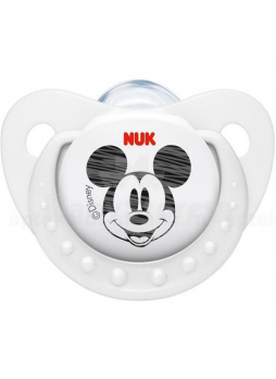Nuk Disney Микки соска-пустышка силик ортодонт плоск с кнопкой д/сна белая 0-6 мес р 1 N 1