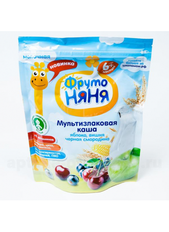 Уценен ФрутоНяня Каша мол мультизлаковая яблоко/вишня/черная смородина 200г N 1