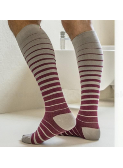 Relaxsan гольфы с хлопком 1кл компр (18-22мм.рт.ст.) р.5/XL бордовый-полоска арт.820 N 1