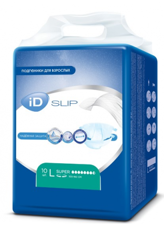 ID Slip подгузники д/взрослых д/тяж недерж Super р-р L 100-160см N 10 оптом