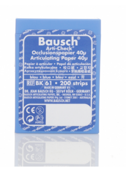 BAUSH ARTI-CHECK Бумага артикуляционная микродюн, двухсторонняя, цвет СИНИЙ - полоски в упаковке оптом