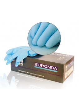 EURONDA Перчатки нитриловые TOUCH, смотровые, текстурированные целиком, нестерильные, ГОЛУБЫЕ (уп/50 пар) оптом